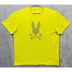 Psycho Bunny Shirt Mens 8 | XXL Yellow Large Stripe Graphic Pima Cotton Crew Tee